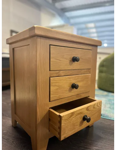 Lancaster 3 Drawer Bedside Locker - Solid Oak