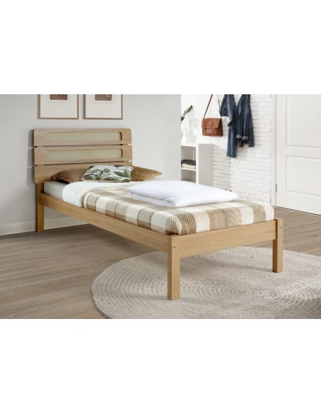 Santana 3FT Bed - Light Oak/Rattan