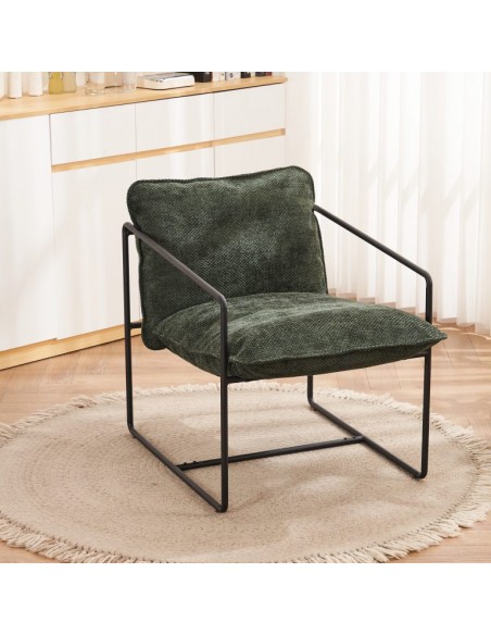 Tivoli Occasional Chair - Black Metal/Green Fabric