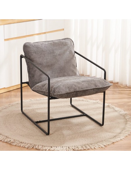 Tivoli Occasional Chair - Black Metal/Grey Fabric