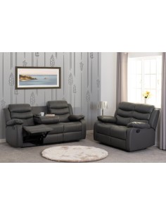 Roma 3+2 Seater Recliner Sofa Suite - Grey PU
