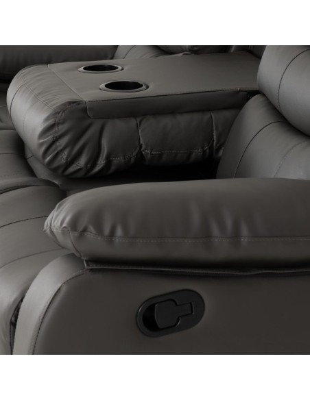 Roma 3+2 Seater Recliner Sofa Suite - Grey PU