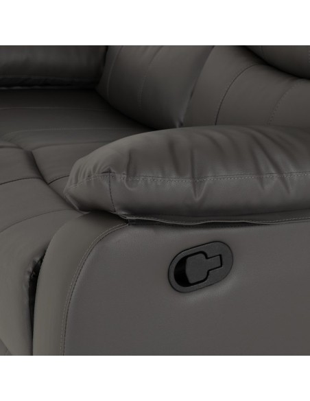 Roma 3+2 Seater Recliner Sofa Suite - Grey PU