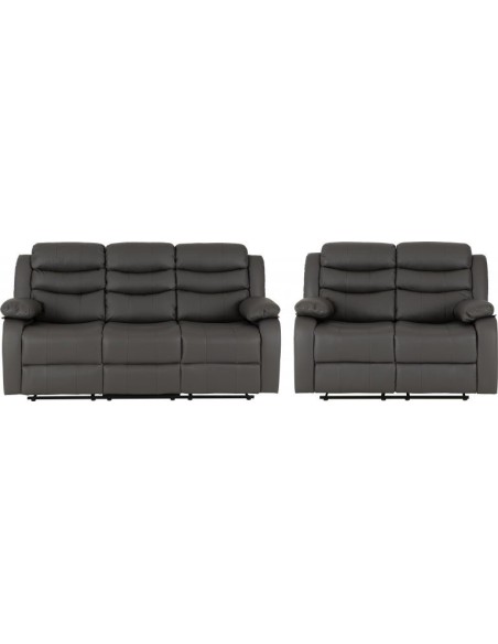 Roma 3+2 Seater Recliner Sofa Suite - Grey PU