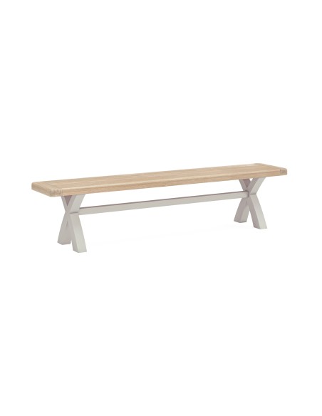 Marbury Cross Leg Dining Bench - Light Grey