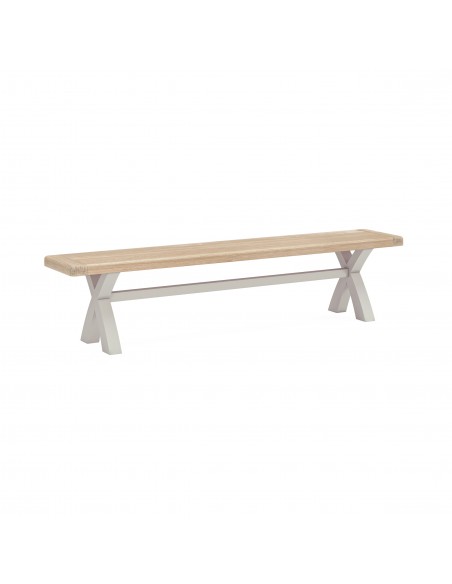 Salcombe Cross Leg Bench - Light Grey