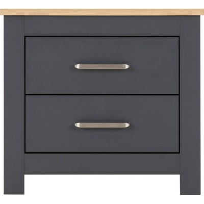 Portland 2 Drawer Bedside Locker - Grey/Oak Effect