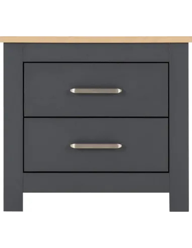 Portland 2 Drawer Bedside Locker - Grey/Oak Effect