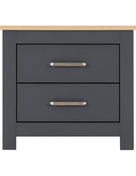 Portland 2 Drawer Bedside Locker - Grey/Oak Effect