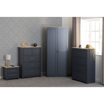 Portland 2 Drawer Bedside Locker - Grey/Oak Effect
