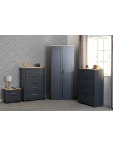 Portland 2 Drawer Bedside Locker - Grey/Oak Effect