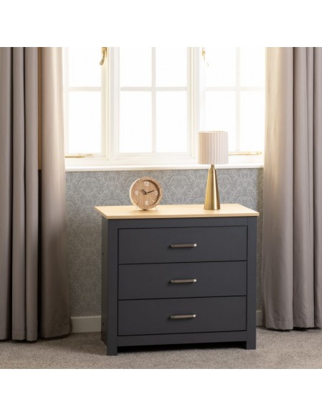 Portland 3 Drawer Chest - Grey/Oak