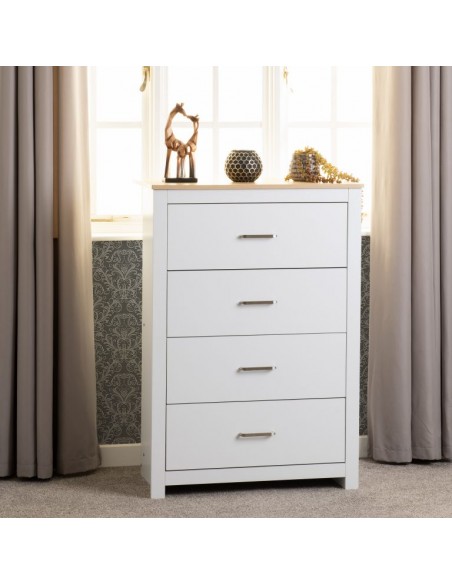 Portland 4 Drawer Chest - White/Oak