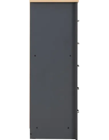 Portland 5 Drawer Narrow Chest - Grey/Oak Effect
