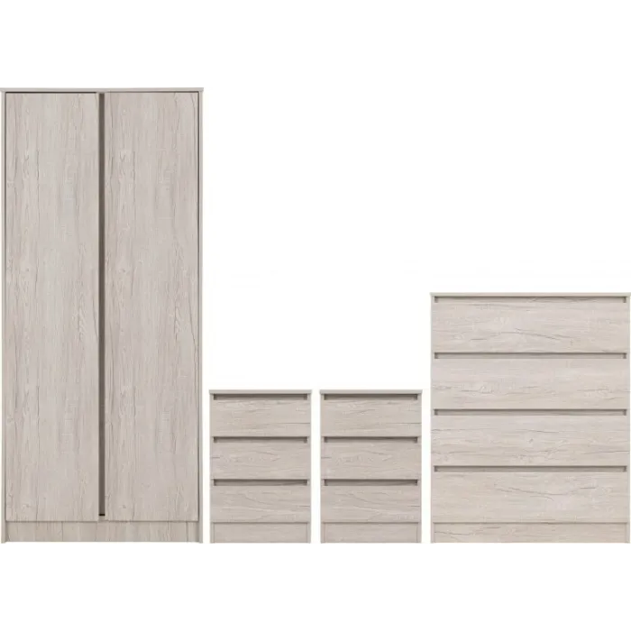 Malvern 2 Door Wardrobe Bedroom Set - Urban Snow