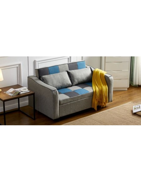 Celeste Sofa Bed - Teal/Grey Patchwork