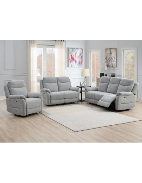 Herbert 3 Seater Electric Recliner Sofa - Grey