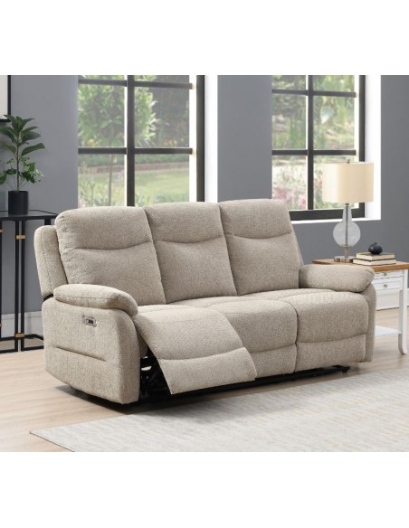 Herbert 3 Seater Electric Recliner Sofa - Oatmeal