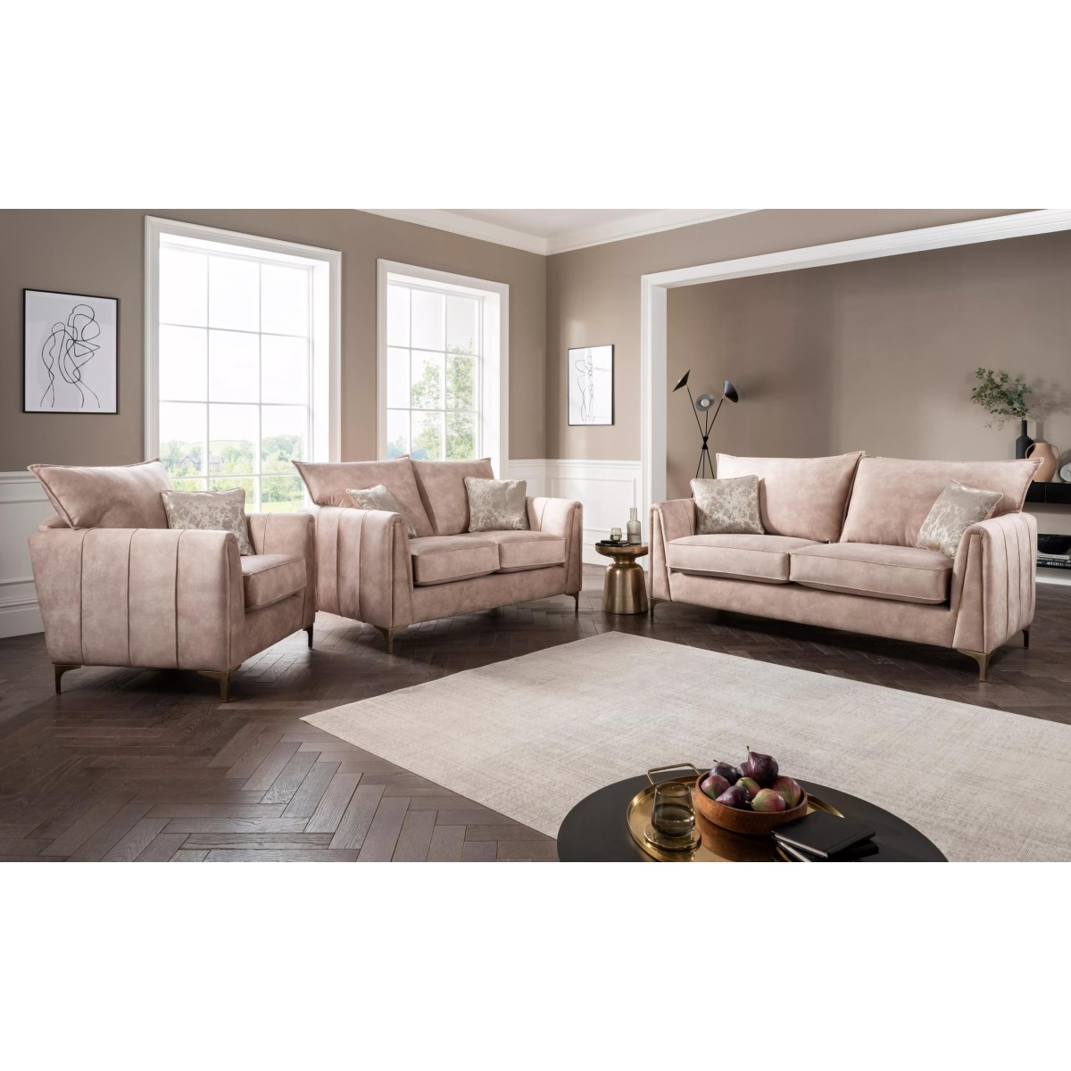 Pembrooke 1.5 Fixed Seater Stone Sofa - Stone...