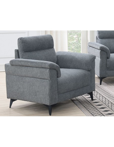 Marant Fixed Armchair - Grey Fabric