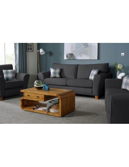 Verdi 2 Seater Fixed Sofa - Charcoal Grey Fabric