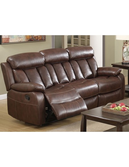 Orland 3 Seater Manual Recliner Sofa Brown/Tan Leathaire