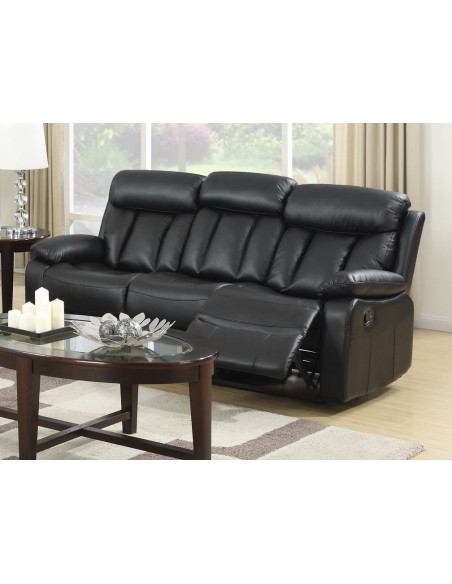 Orland 3 Seater Manual Recliner Sofa - Black Leathaire