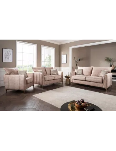 Pembrooke 3 Seater Fixed Sofa - Sand Fabric