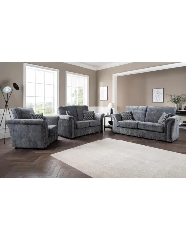 Quincy 3 Fixed Seater Sofa - Meridian Coal Fabric