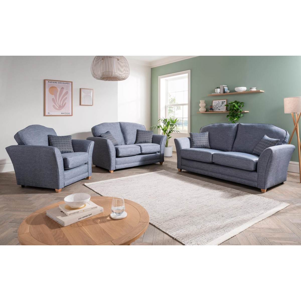 Tolado Fixed 3+2 Seater Sofa Set - London Denim