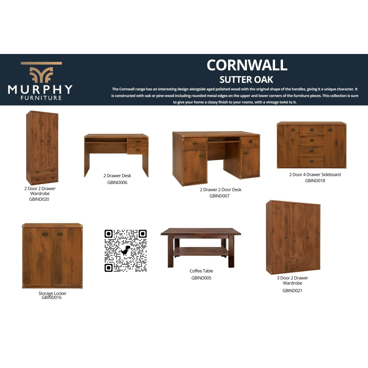 Cornwall Coffee Table with Shelf - Shutter Oak
