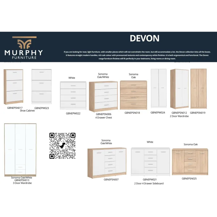 Devon 2 Drawer Desk - Sonoma Oak/White
