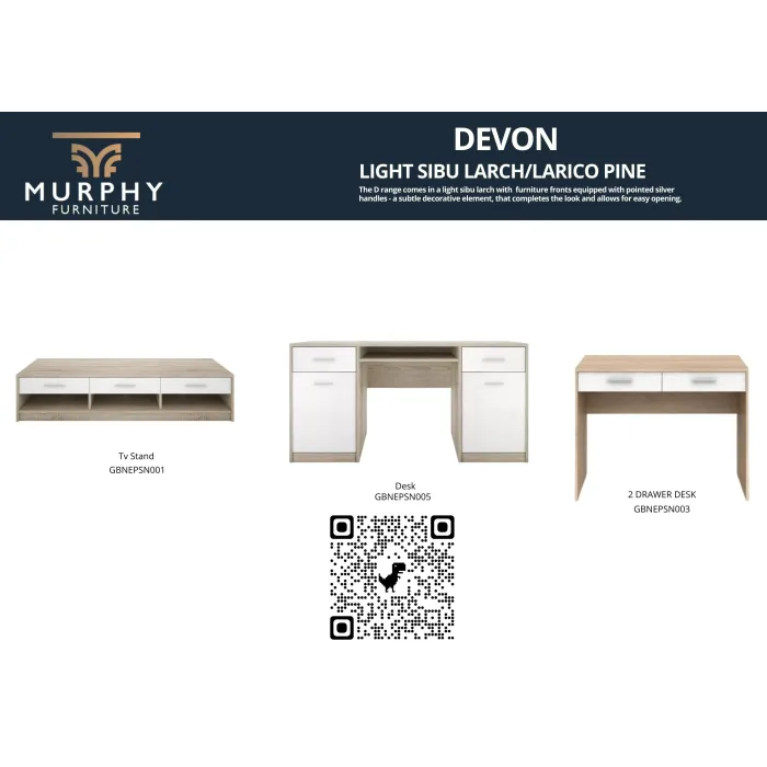 Devon 2 Drawer Desk - Sonoma Oak/White