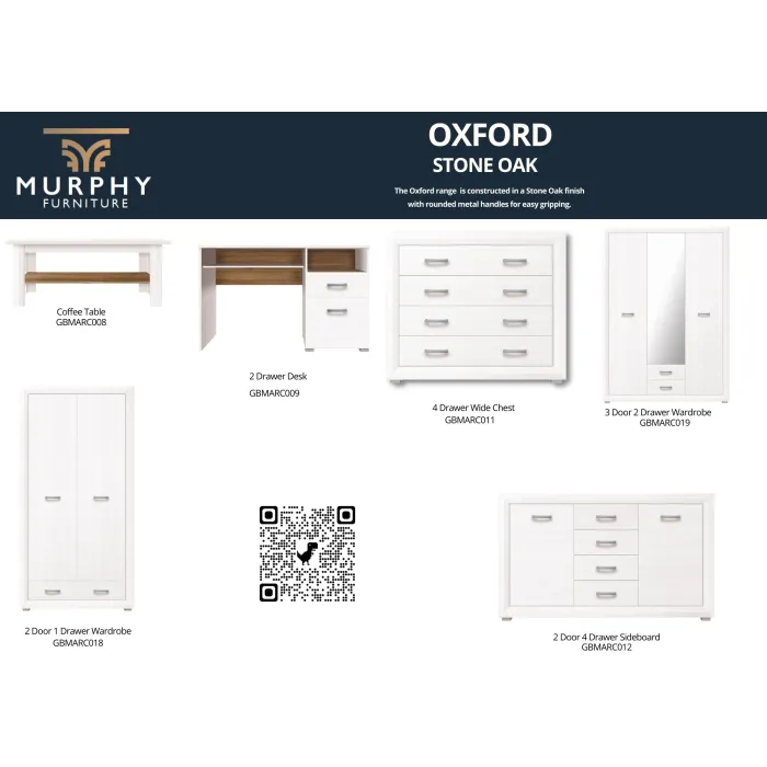 Oxford 2 Door 4 Drawer Chest - White Alpine