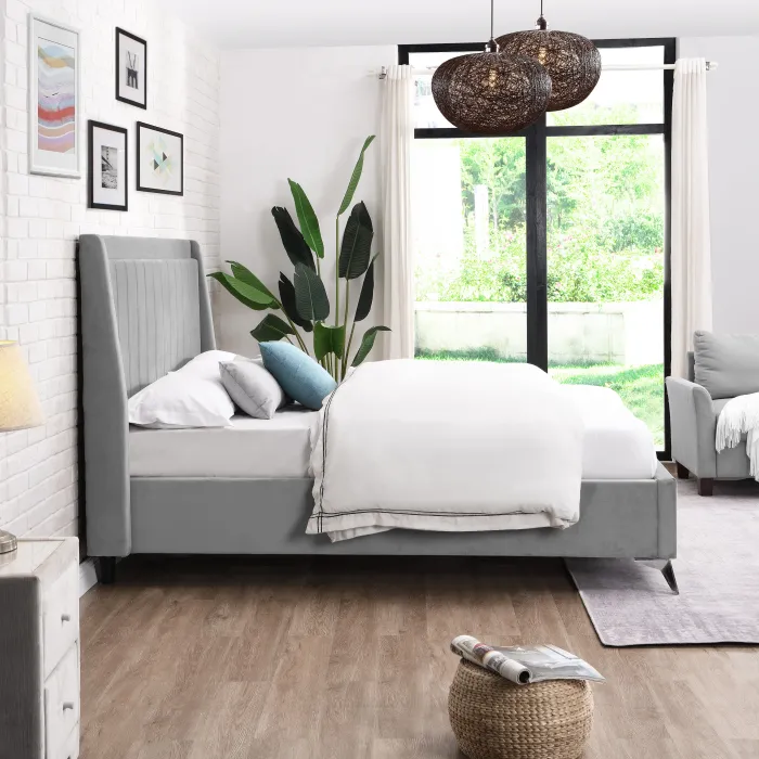 Mayo 5FT Bedframe - Grey Fabric