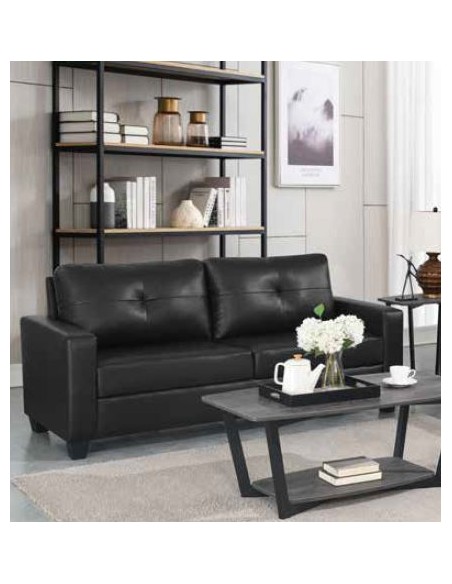 Vivo 3 Seater Sofa - Black Leathaire