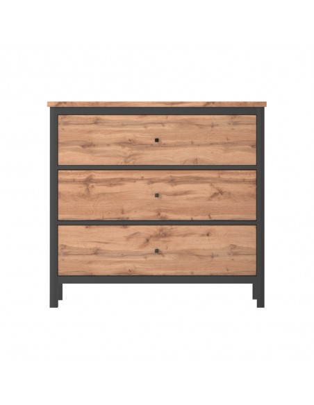 Leela 3 Drawer Chest - Tacho Oak/Black