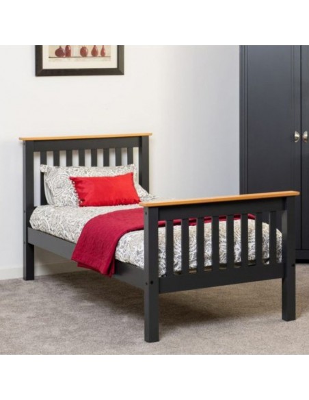 Monaco 3ft High End Bedframe - Grey/Oak Effect