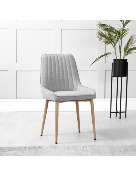 Fabric Line Dining Chair - Light Grey