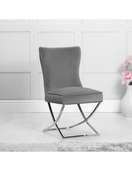 Charles Dining Chair - Grey Velvet