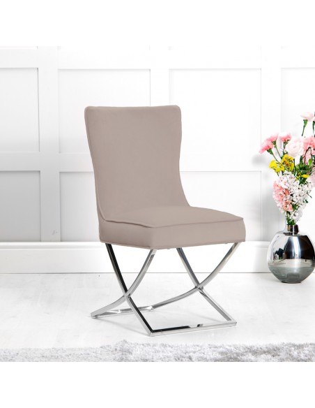 Charles Dining Chair - Taupe Velvet