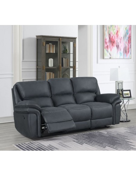 Genet 3 Seater Manual Recliner Sofa - Steel Blue