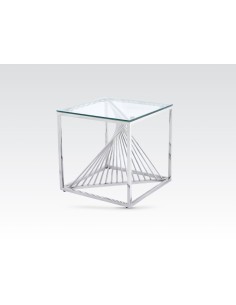 Calabria End Table - Glass and Stainless Steel 2