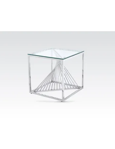 Calabria End Table - Glass and Stainless Steel