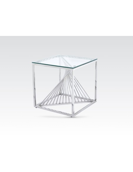 Calabria End Table - Glass and Stainless Steel