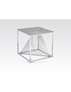 Calabria End Table - Sintered Stone and Stainless Steel