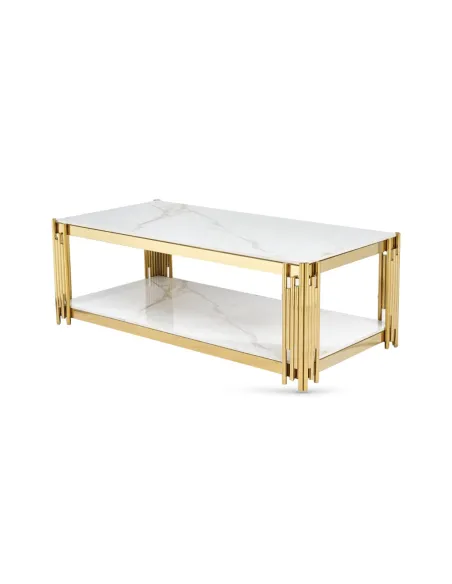 Belini Coffee Table - Sintered Stone and Gold