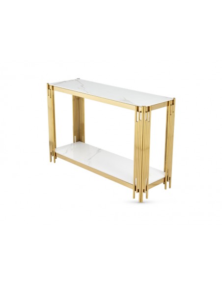 Belini Console Table - Sintered Stone and Gold