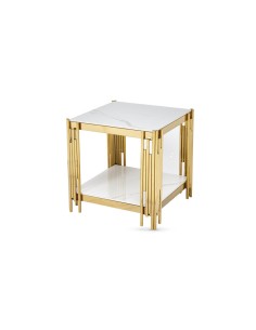 Belini End Table - Sintered Stone and Gold