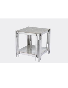 Belini End Table - Sintered Stone and Stainless Steel